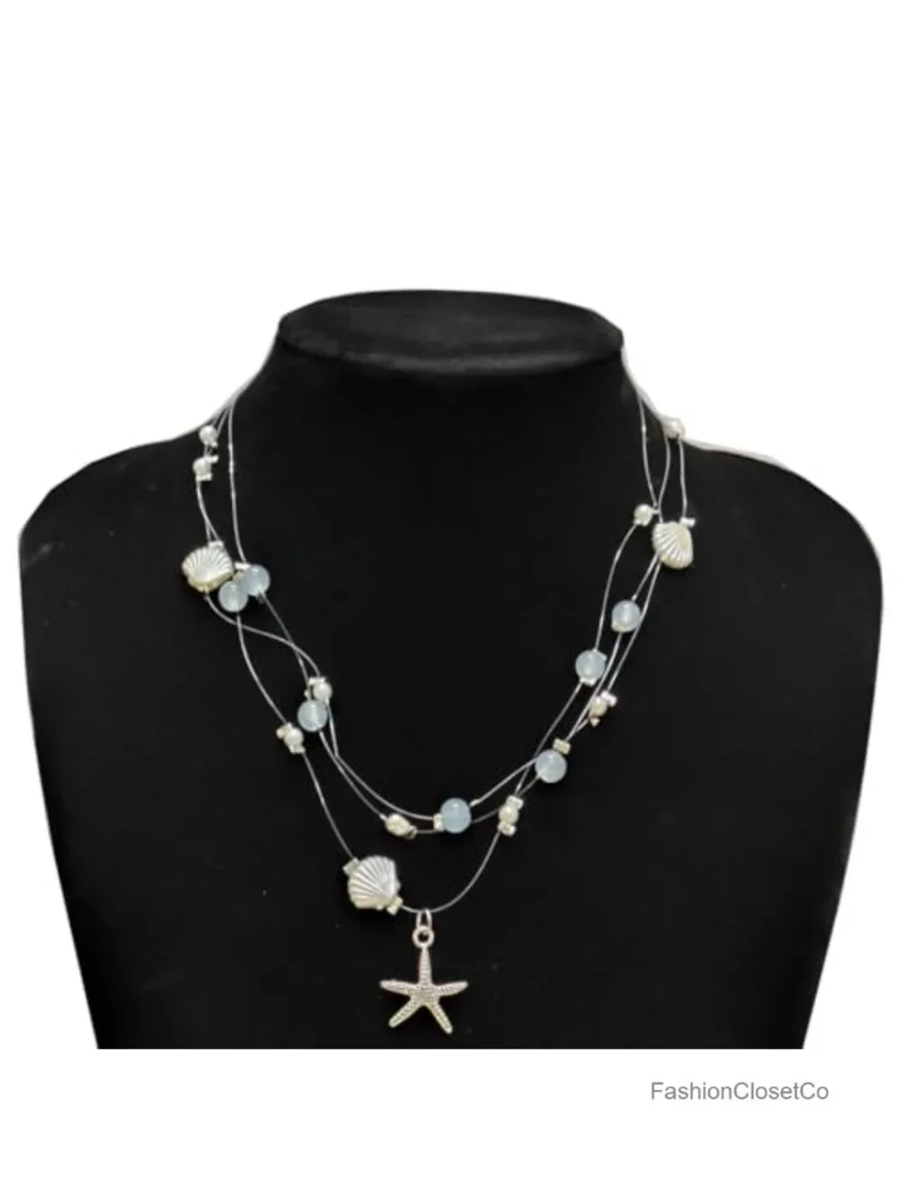 Natural Starfish Shell Pendant Necklace for Women, Adjustable Beach Jewelry